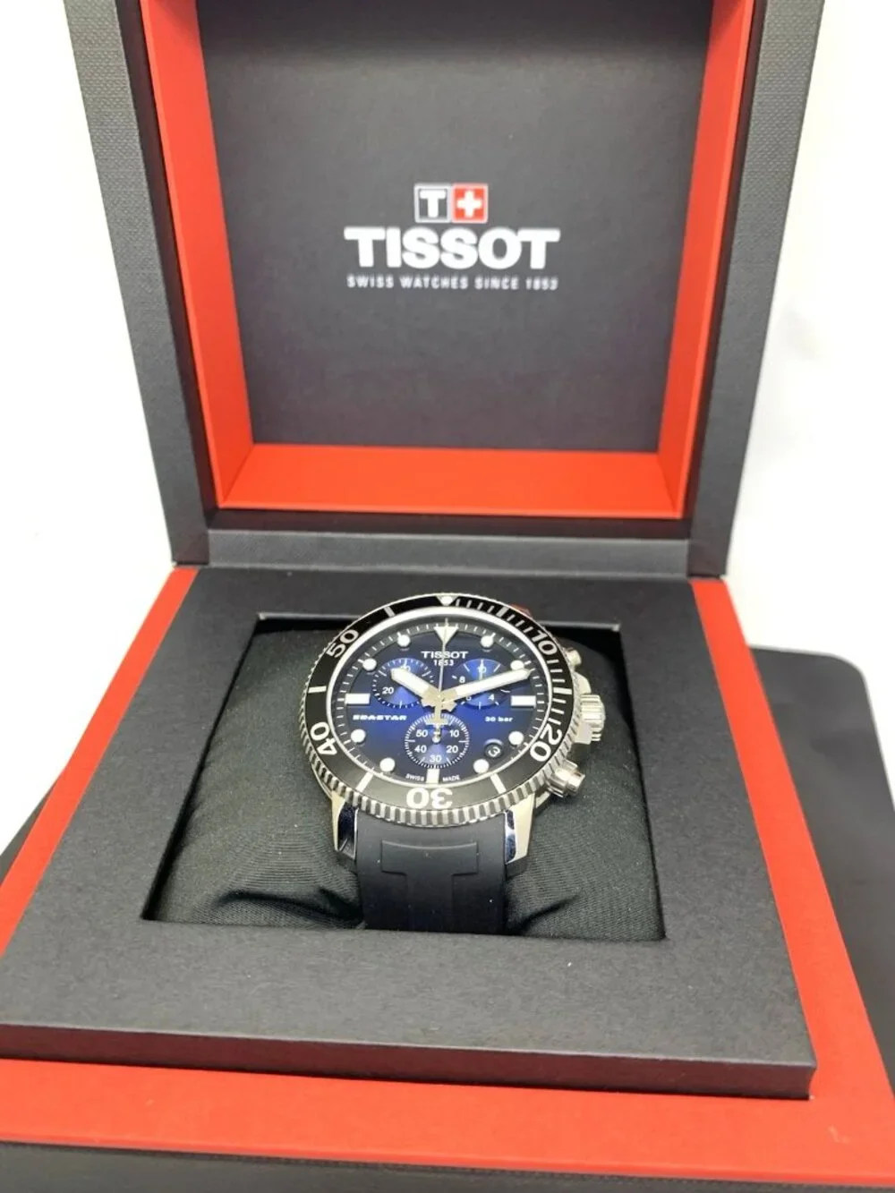 Tissot Men's Watch Seastar Chronograph Swiss Quartz Black Blue T1204171704100